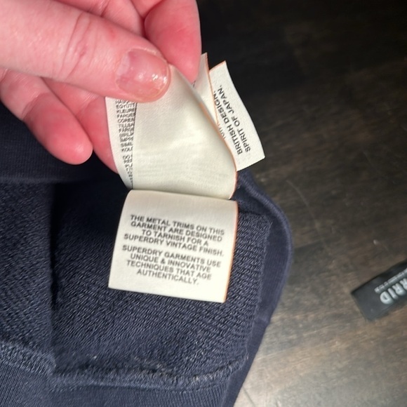 SuperDry Navy Sweatshirt Dress Embroidered Spellout Has Pockets Size Small - Picture 9 of 10